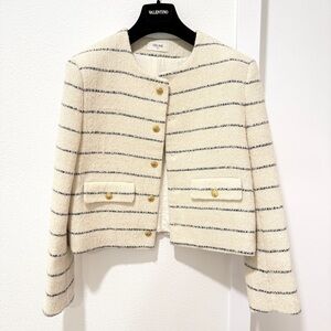 Celine Chasseur Striped Tweed Wool Blazer Jacket Size S / 36